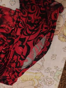 Red &amp; Black Sparkle Y2k Bell Sleeve Top