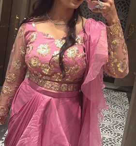 Pink designer customized lehanga style saree ❤️‍🔥