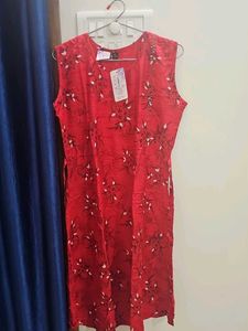 Red Floral Sleeveless Dress