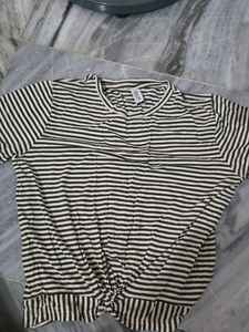 Striped Twist Front Top