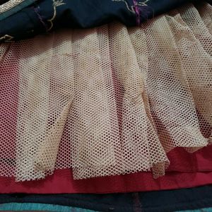 Velvet Floral Embroidered Skirt