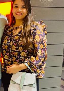 Blue And Brown Floral Party Top