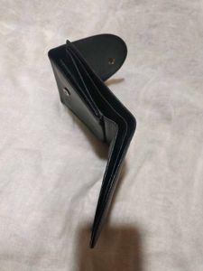 Vintage Black Leather Wallet with Floral Detail