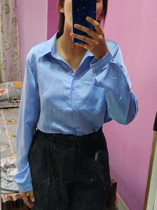 Classy Blue Satin Shirt