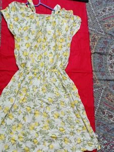 Lemon Print Off-Shoulder Mini Dress