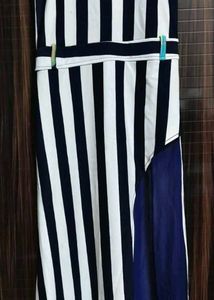 Striped Sleeveless Party Dress, slit dress
