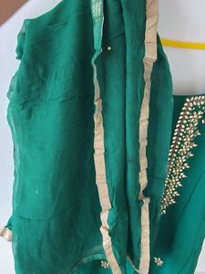 Embroidered Green Kurta Set