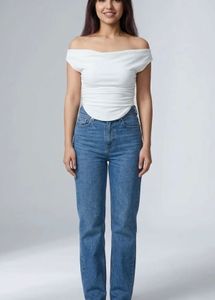 ‼️free delivery ‼️WHITE OFF SHOULDER TOP y2k chic