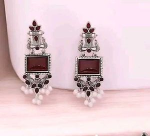 Oxidized Silver Drop Earrings