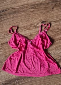 Pink Lace Trim Cami Top