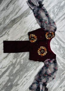 Maroon Lehenga Choli with Embellished Blouse
