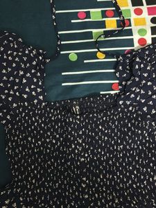 Navy &amp; White Print Dress 👗