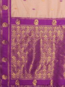 Elegant Peach &amp; Purple Silk Saree