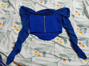Off-Shoulder Ruched Mesh Top