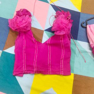 Elegant Pink Tie-Dye Saree with designer blouse