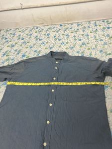 Men's Striped Band Collar Shirt