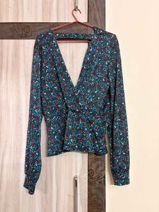 Stylish Floral Print V-Neck Top