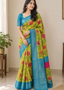 Vibrant Floral Print Saree