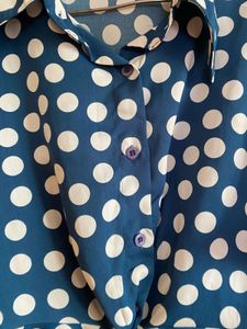 Polka Dot Tie-Front Blouse