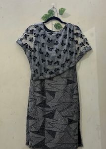Grey Butterfly Cape Overlay Mini Dress | Party Wea