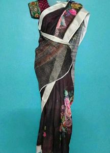 Brown lenin saree
