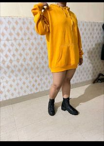 Yellow Oversized Hoodie Dress
