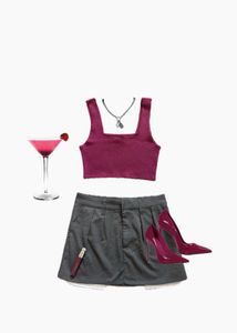 pink cropped rib knit top