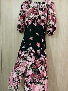 Floral Print Maxi Dress with Slit(NEW)