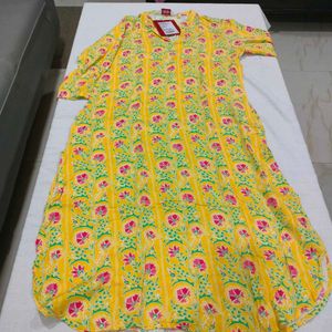Yellow Floral Print Kurta