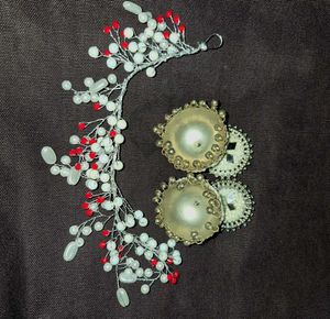 Exquisite Beaded Jhumka Earrings &amp; Hair Accessory