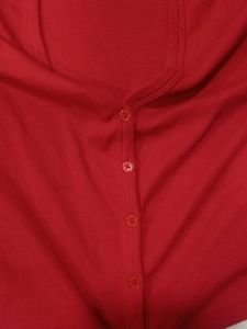 SASSAFRAS Red Tshirt Style Crop Top