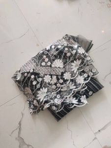 Pakistani Elegant Black &amp; White Kurta Fabric