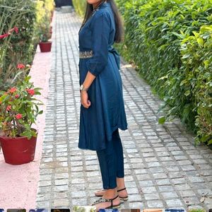 Royal Blue Embellished Kurta Set