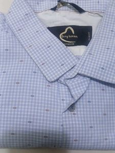 Men's Blue Checkered Slim Fit Shirt