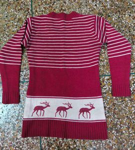Striped Reindeer Knit Sweater