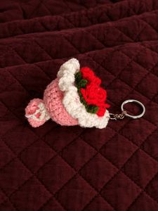 Handmade Crochet Rose Bouquet Keychain