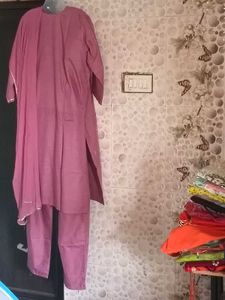 BrandNew MauveColor Kurti Set - Plazzo&amp;Dupatta -4