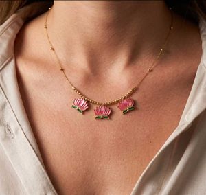invisible Lotus Charm Necklace minimal