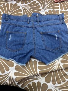 Distressed Denim Button-Fly Shorts