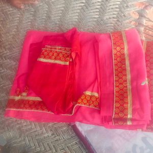 Elegant Pink Embroidered Saree