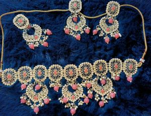 Pink Stone Indian Jewelry Set