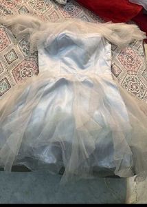 🩶Elegant grey tulle Ruffled Dress short gown