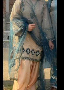 elegant party wear suit duppta and farshi shalwar