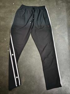 Black track pant with White Strips and buttons