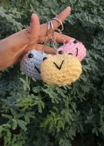 Cute Crochet Frog Keychain Set