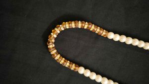 Elegant Pearl and Amber Beaded Necklace