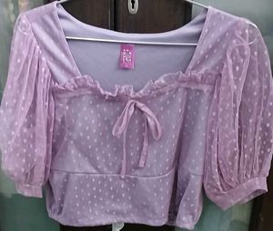 Athena Lavender Polka Dot Top - New - XL
