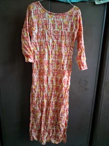 Elegant Printed Kurta with Embellished Neckline