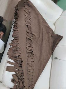 Cozy Brown Fringed Throw Blanket