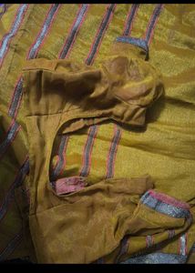 Elegant Mustard Yellow Saree heavy party sare